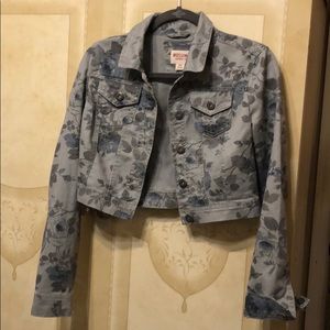Floral crop jean jacket